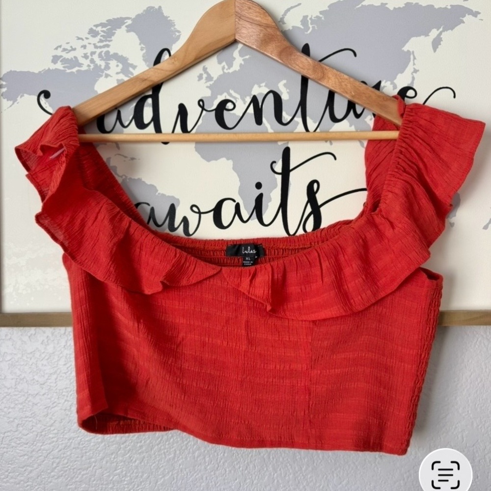 Lulus xl orange crop top flutter sleeve